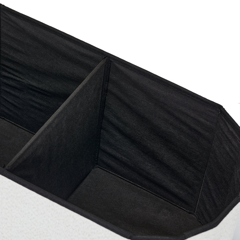 Banc de rangement avec repose-pieds Diwansi Boucle, Boucle en polyester ivoire