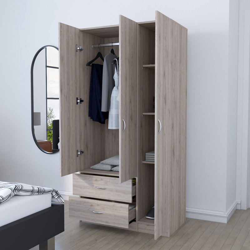 Armoire à trois portes, Gris clair