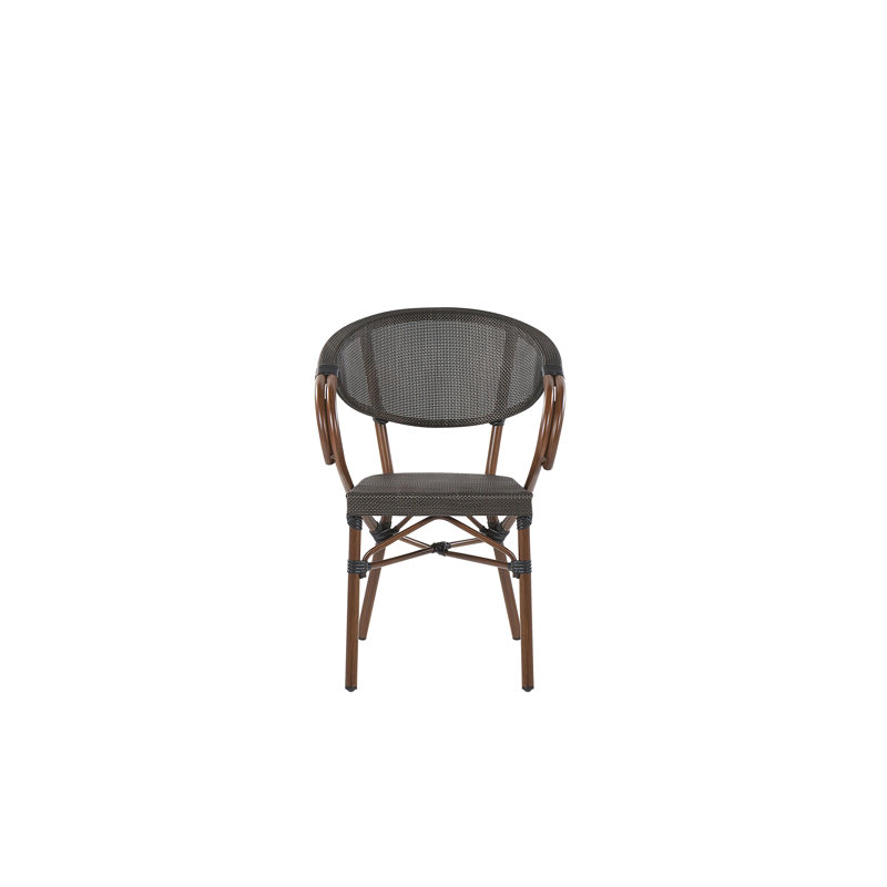 Genie Stacking Patio Dining Armchair with Cushion, Grey
