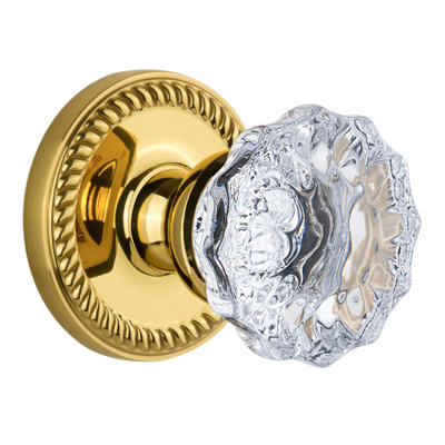 Rosace double avec bouton de porte en cristal Fontainebleau Grandeur Newport