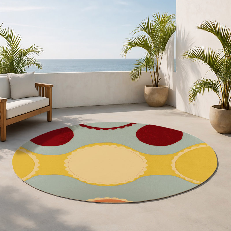 Spirited Pop Indoor And Outdoor Area Rug, Round 5'