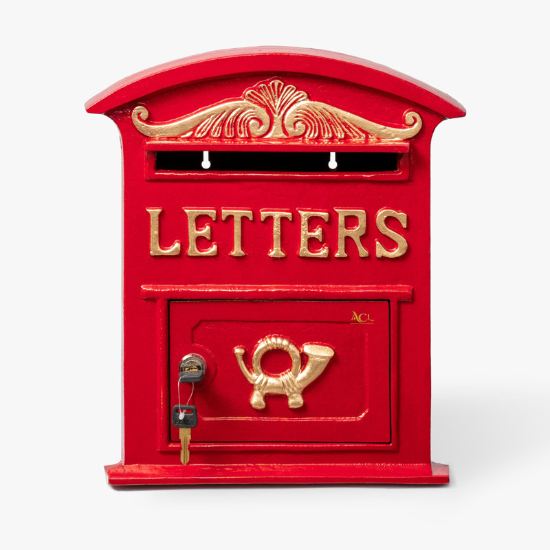 Berkay Metal Wall Mounted Post Box, Red