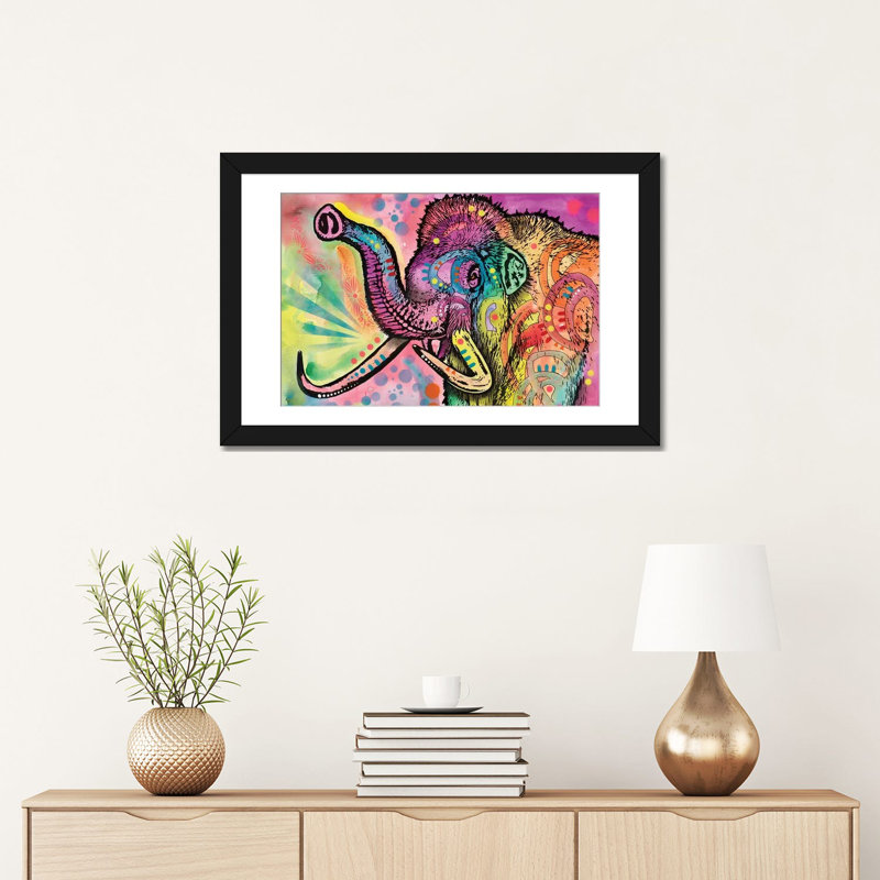 Woolly Mammoth, impression sur toile, H 16 po x l 24 po x P 1 po, Papier d'art encadré noir, Blanc