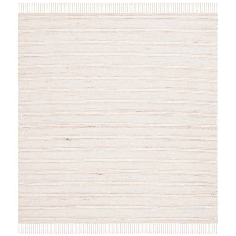 Tanyla Hand Woven Jute, Wool Striped Rug, Square 6'