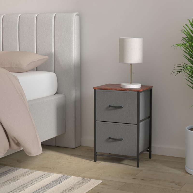 Ensemble de 2 tables de chevet en tissu, Gris