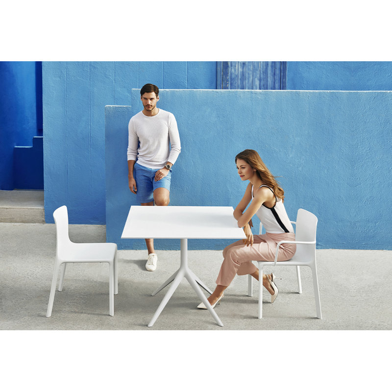 Kes Stacking Patio Dining Chair, White