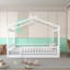 Lit double en bois avec clôture en pin, blanc, design ludique, améliore la qualité du sommeil-805073674-805073675