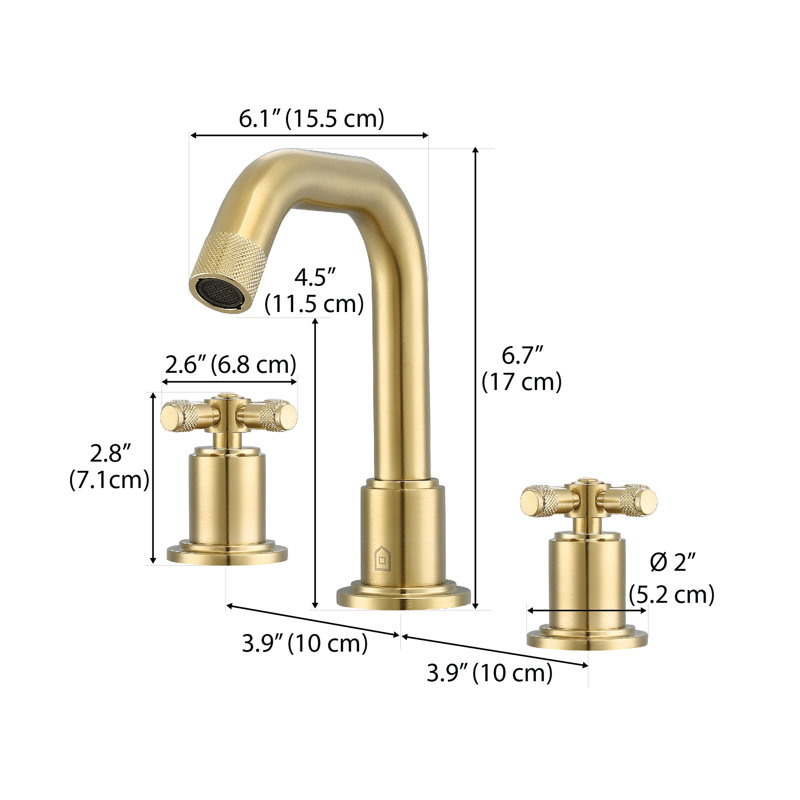Robinet de salle de bain à large entraxe, Doré champagne brossé