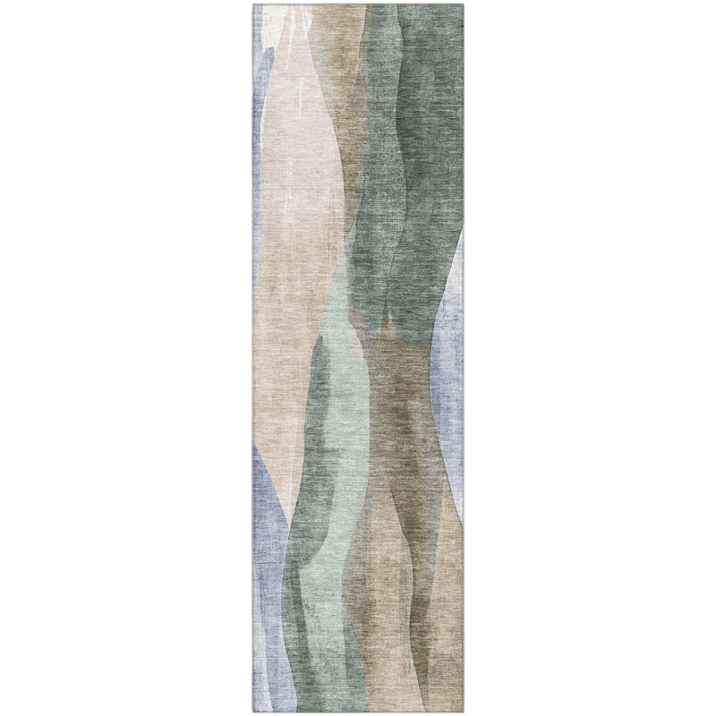 Premium Machine Washable Prado AMF1989 Waves Rug, Runner 2'3" x 7'6"