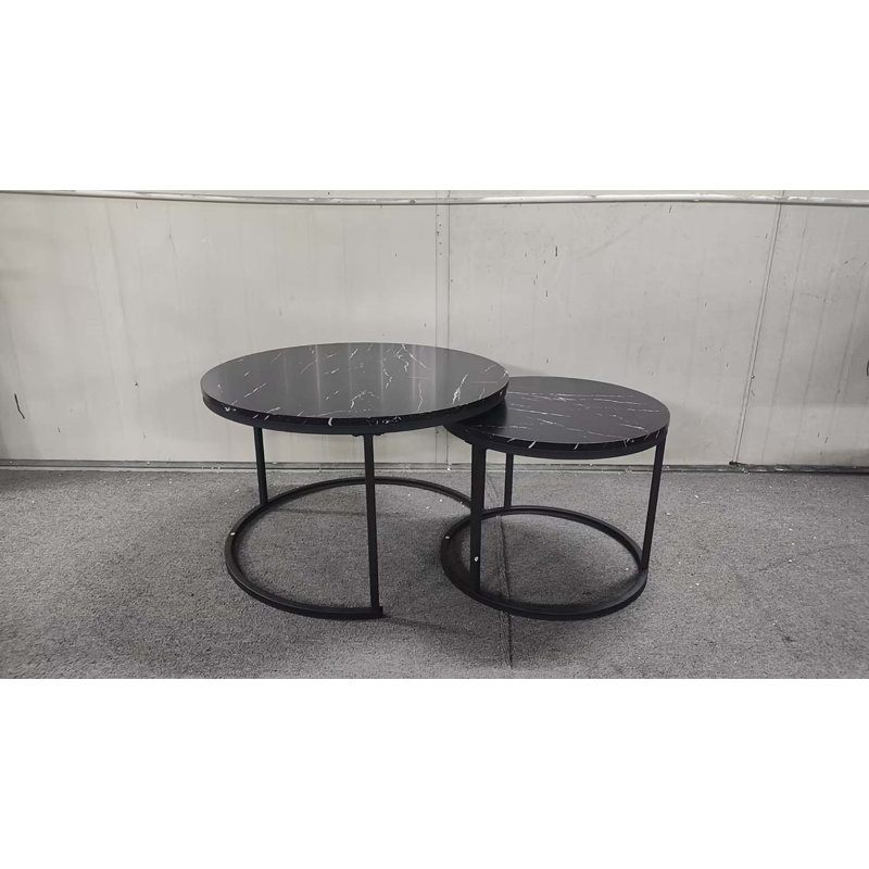 Ensemble de 2 tables basses gigognes, Noir, noir, noir, noir
