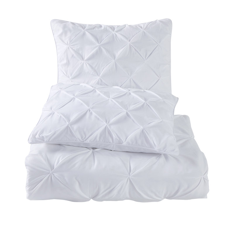 Pintucked Comforter Set, Queen Comforter + 2 Standard Shams, White