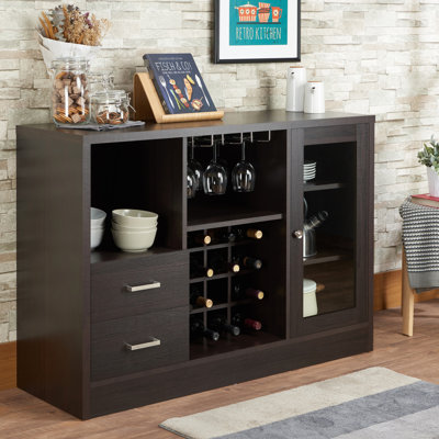 Armoire à finition élégante - idéale pour le rangement de bouteilles de vin et d'accessoires avec porte-étiquette