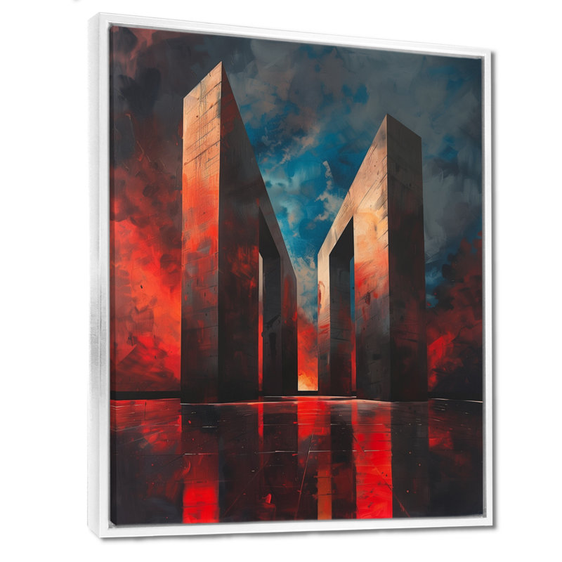 Salon d'art mural bleu et rouge National Pride Monument, Cadre flottant blanc, H 16 po x l 32 po
