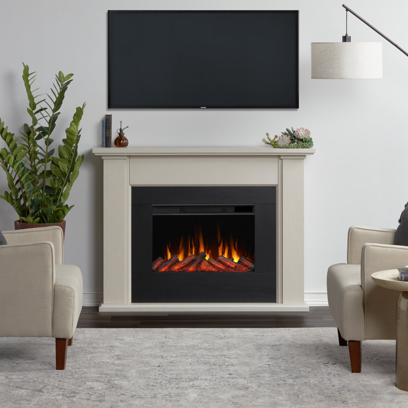 Tejon 52" Slim Electric Fireplace by Real Flame, Bone White