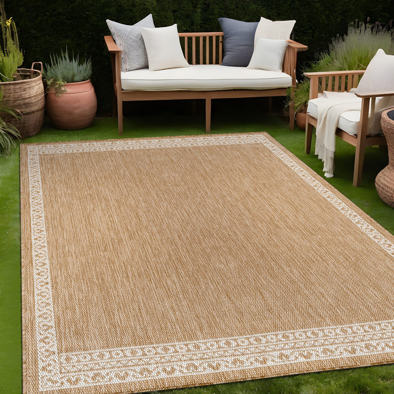Tapis géométrique intérieur / extérieur, Natural, Rectangle 9' x 12'