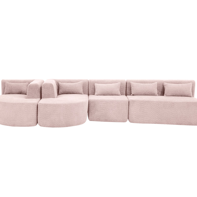 Rose avec motif combiné de 144 po, deux chaises longues mobiles, cinq coussins de dossier et de bons modules de confort de soutien, longue durée
