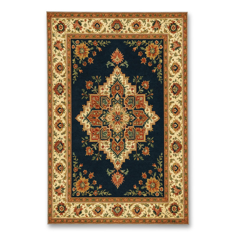 Tapis blanc tissé à motif lavable Mosso, 4'7" x 6'7"