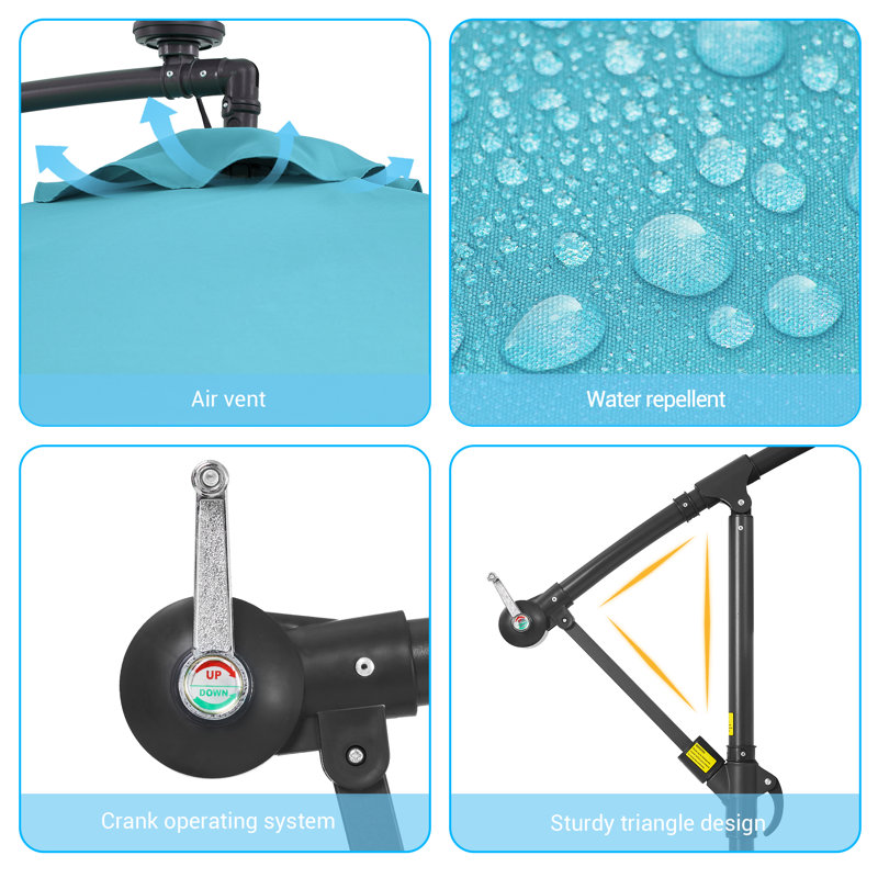 Parasol d'extérieur carré 8,2 x 8,2 pi Lannie, Bleu lac