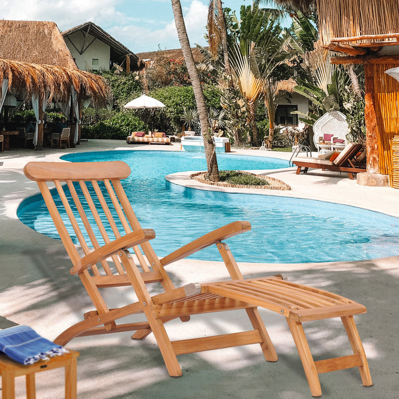 Boalt Outdoor Teak Wood Chaise Lounge