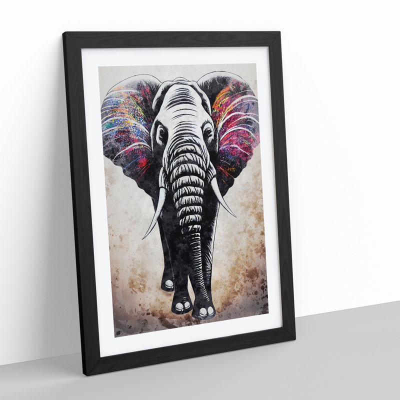 Colours Of An Elephant - Single Picture Frame Print, Black, 34cm H x 25cm W x 2cm D