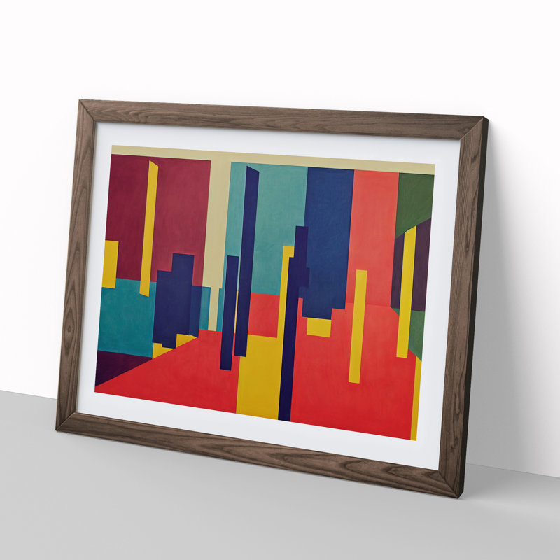 Enviable Modern Abstract - Single Picture Frame Painting, 34cm H x 46cm W x 2cm D, Walnut