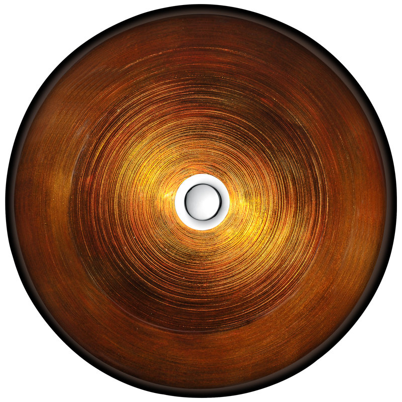 ANZZI Stellar Series 16.5'' Tempered Glass Circular Bathroom Sink, Amber Storm