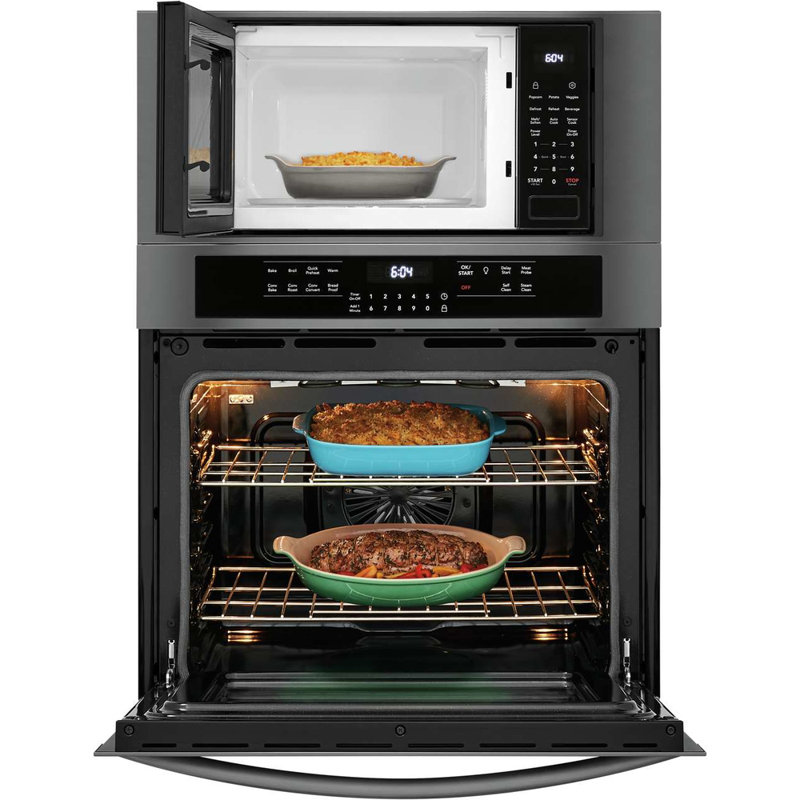 27" 3.8 cu. ft Self Cleaning Convection Electric Oven and Microwave Combination, Black Stainless Steel