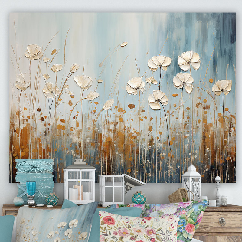 Minimalisme, fleurs sauvages, pays des merveilles sur toile, Toile tendue, H 12 po x l 20 po x P 1 po