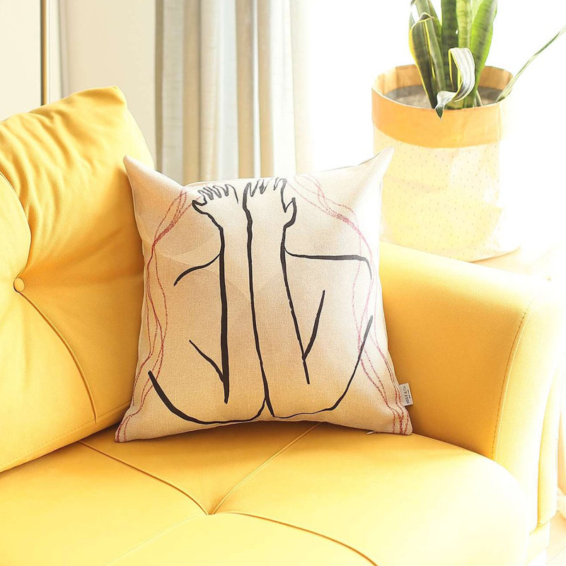 Coussin Hidden Face, H 18 po x l 18 po, Blanc / gris