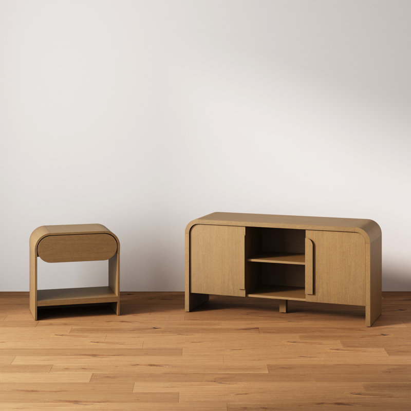 Meuble télé moderne et minimaliste pour téléviseur jusqu'à 50 po avec rangement