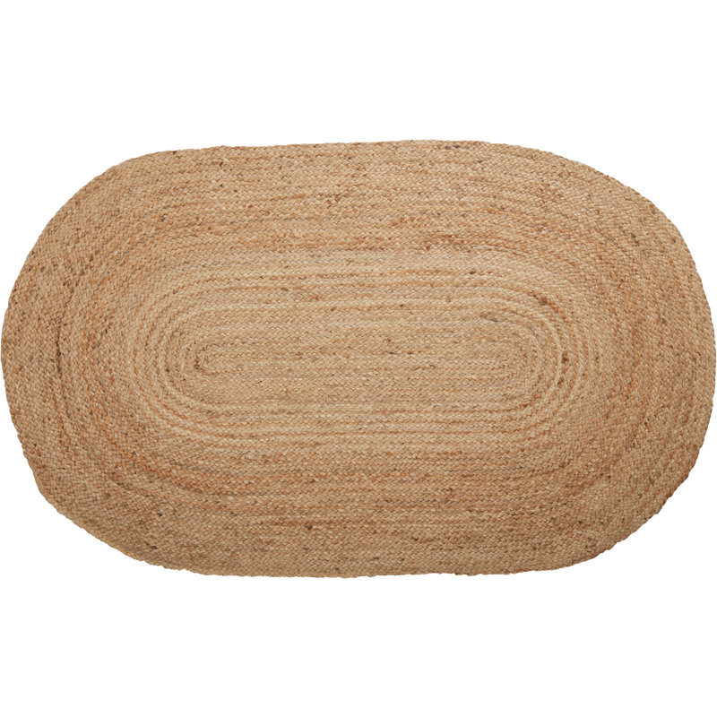 Tapis brun clair en jute tressé Charbonneau, Ovale 3 pi x 5 pi