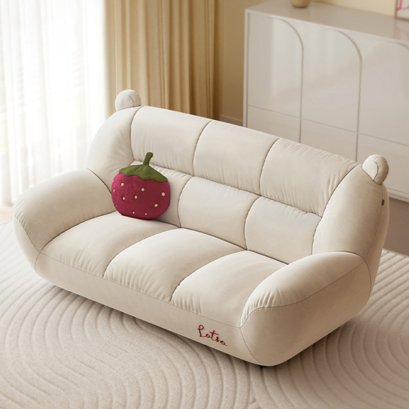 Simple Cream-style Off-white Double-seater Sofa