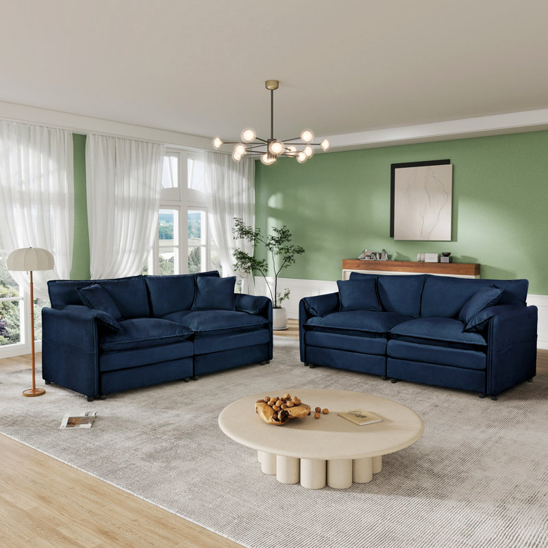 Ensemble de canapé 2 pièces pour salon, chambre à coucher, bureau, Bleu