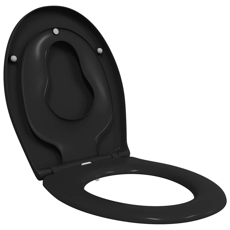 Toilet Seat Duroplast Bathroom Fixture Modern Functional Child-friendly, Black