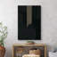Motif géométrique noir sur fond gris à rayures, formes abstraites et minimalistes, décoration murale nordique contemporaine sur toile-97558822-97558823-119460984