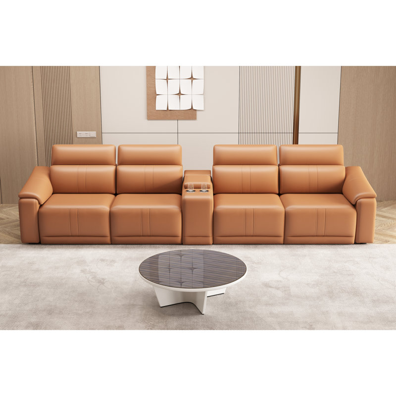 Ensemble de salon modulaire inclinable électrique moderne en cuir respirant et spacieux