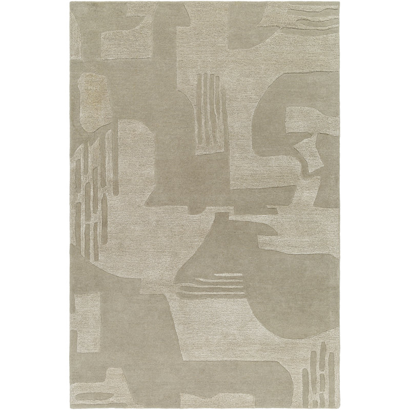 Hand-Tufted Beige Wool and Viscose Rectangular Rug 2' x 3'