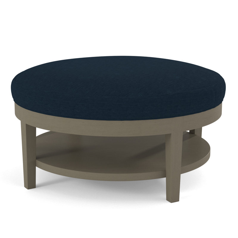 Midtown Upholstered Ottoman, Green and Blue Stripe; 0252-54, Stone Hearth Finish