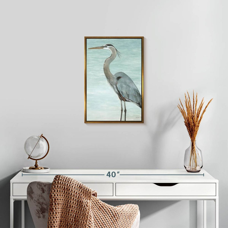 Grand héron, Floating Frame Gold, 13" x 19"