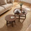 Ensemble de 2 tables basses gigognes rondes, tables d'appoint modernes au fini noyer, tables de bout empilables en forme de X pour le salon, la chambre à coucher et le balcon