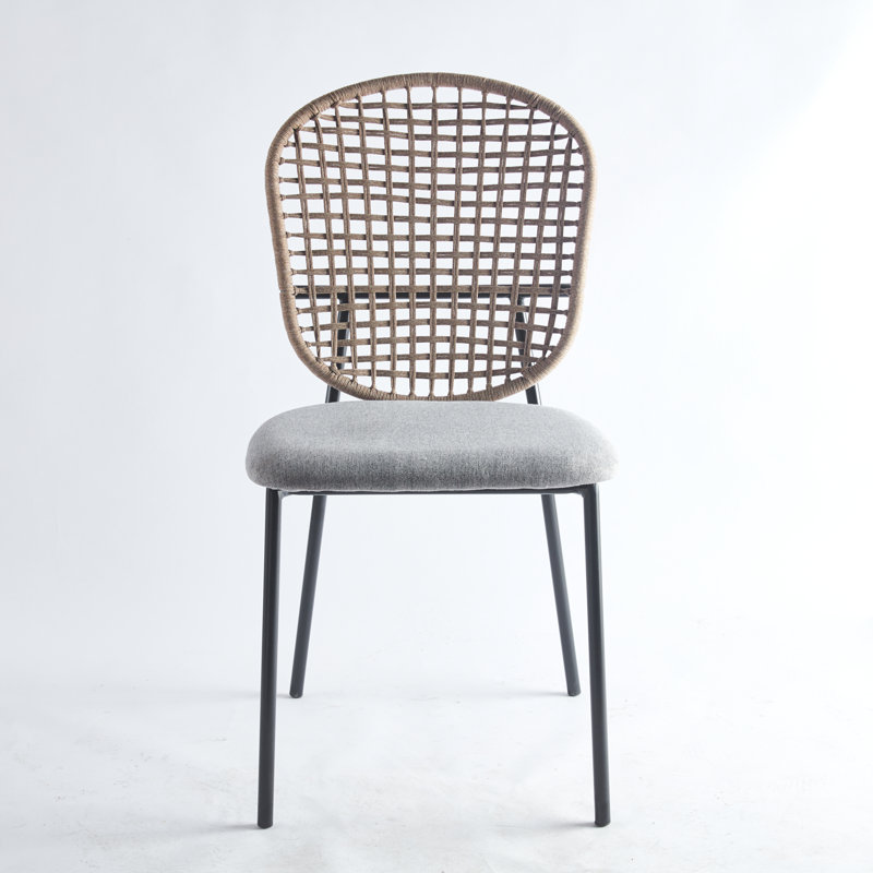 Chaise en sennit noir et gris, ensemble de 4, chaise de salle à manger, chaise basse