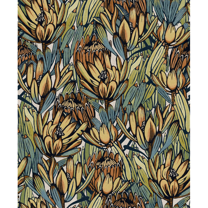 Double rouleau floral myrène, Beige/bleu