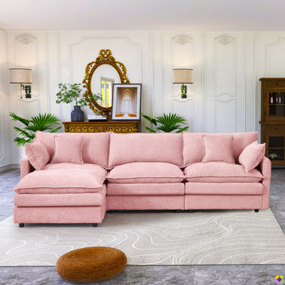 Dayman 4-Piece 102"W Modular Chenille LAF RAF Sectional, Sofa Couch 3 Seater