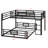 Twin Over Full Size Bunk Bed With Ladders, L Shaped Metal Bunk Bed Frame,Modern Metal Beds Frame