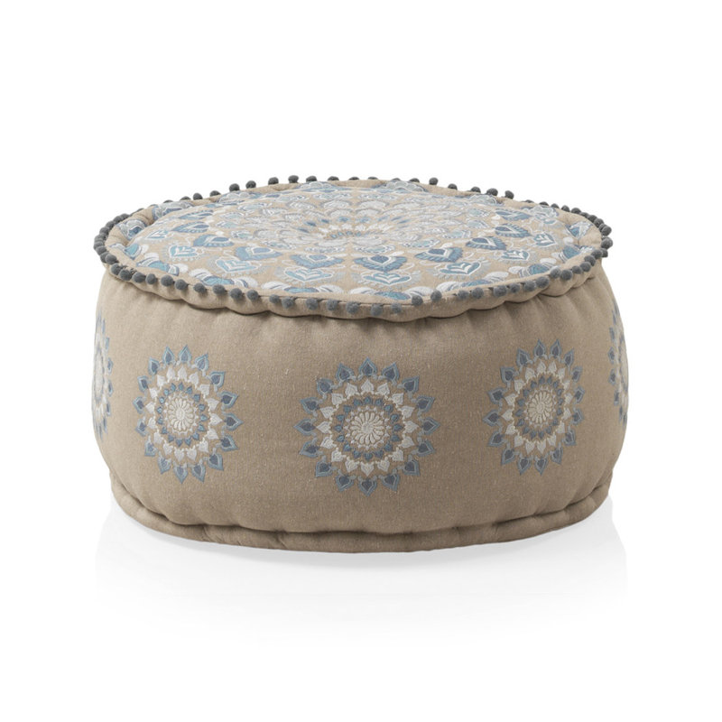 Cathalene 55cm Wide Round Geometric Pouffe Ottoman