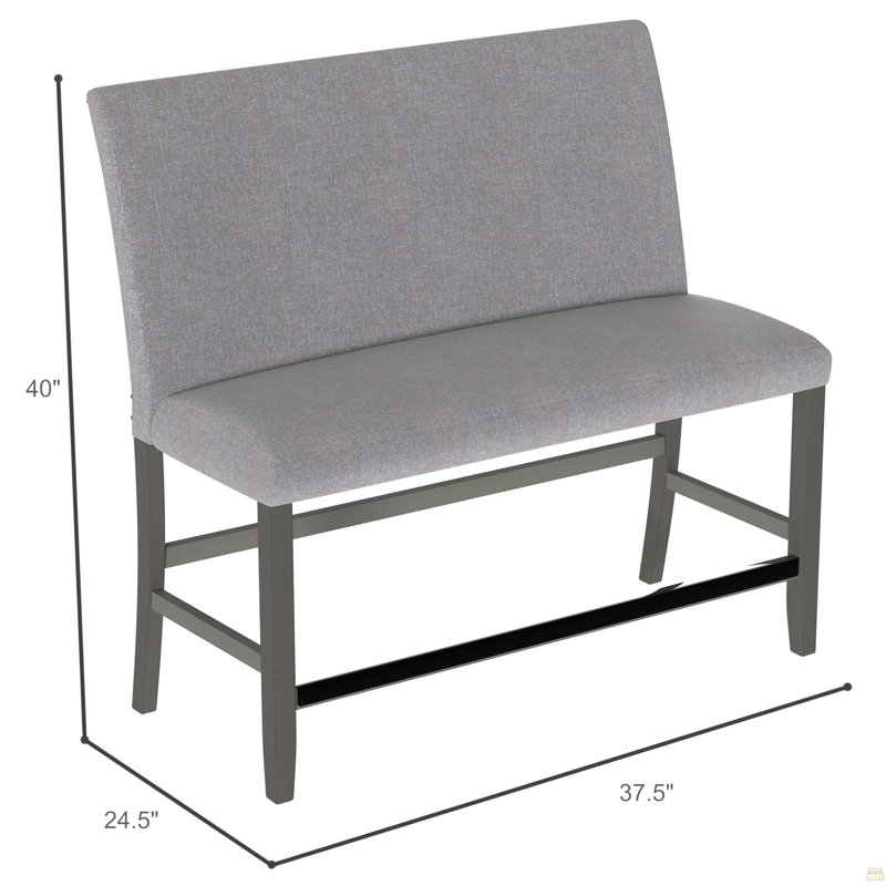 Banc rembourré gris avec dossier