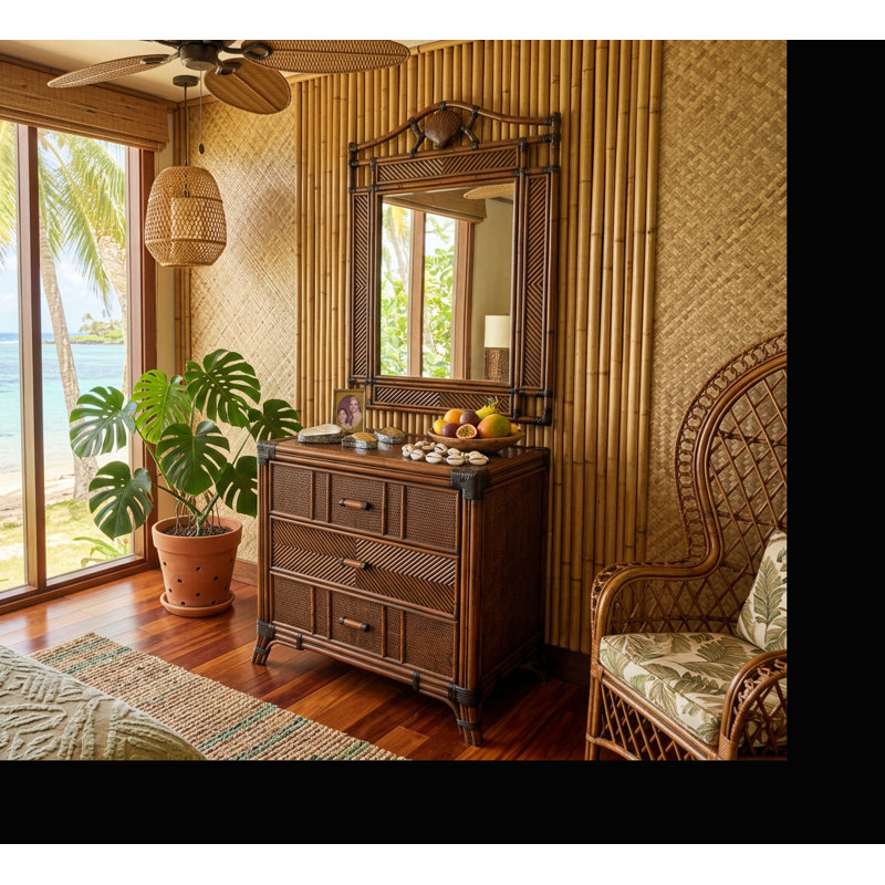 Miroir coquillage brun Palm Island avec coquillage