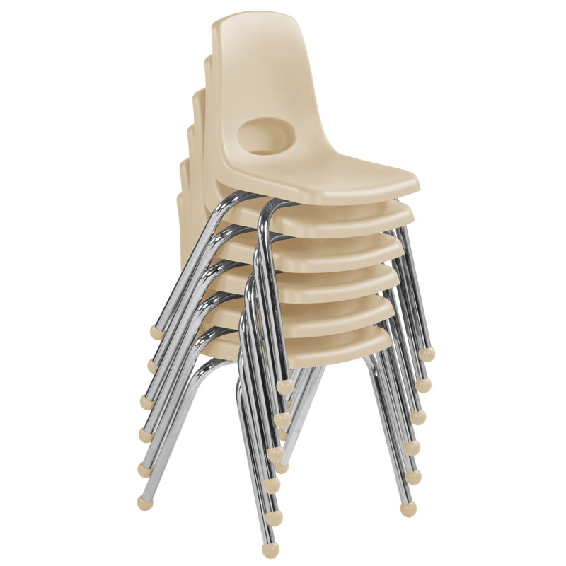 Sand 16" Stackable Classroom Chairs with Metal Legs, Set of 6