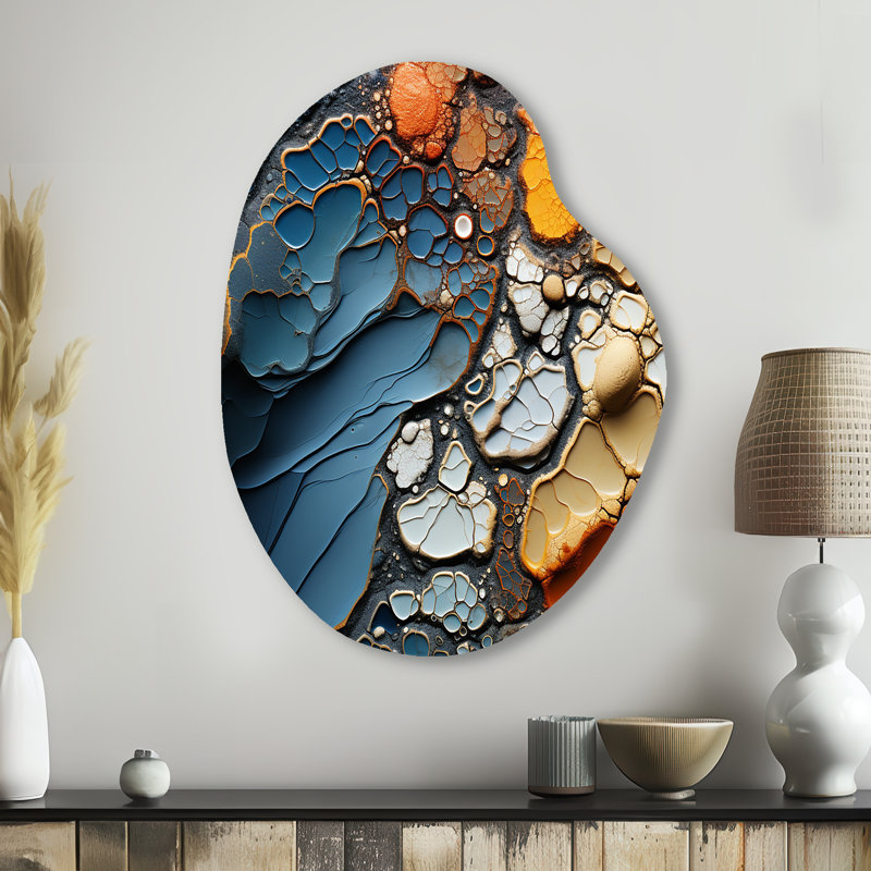 Chestang - formes abstraites, art mural en métal asymétrique, impression d'art unique en forme de bleu, H 38 po x l 28 po