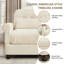 Canapé d'angle en chenille beige de 250 cm, pouf, coussin à volants et accoudoirs arrondis-1870905133